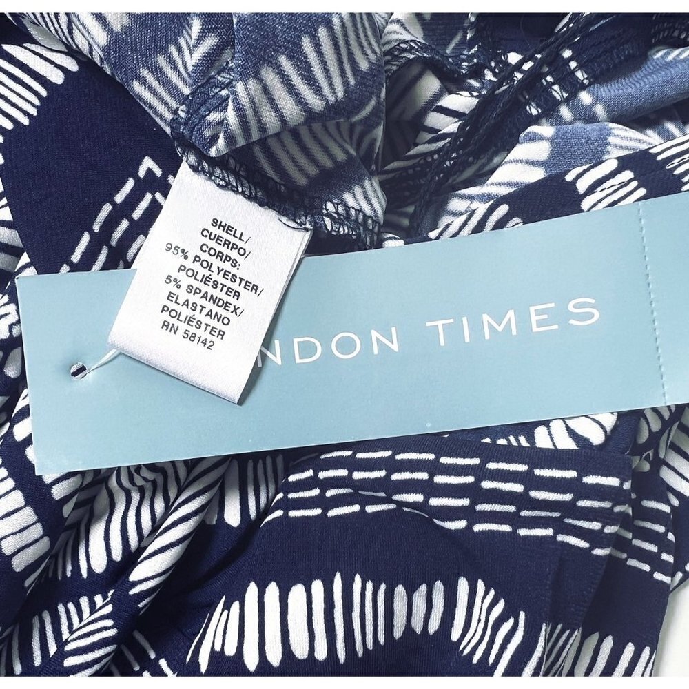 London Times Womens Blue Halter Diamond Print Jersey Knit Maxi Dress Sz 12 New - Picture 4 of 7
